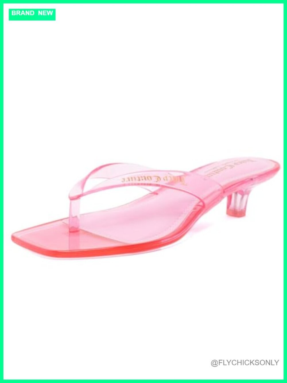 Clear Strap Kitten Heel Slide Sandals, Open Toe, Slip On